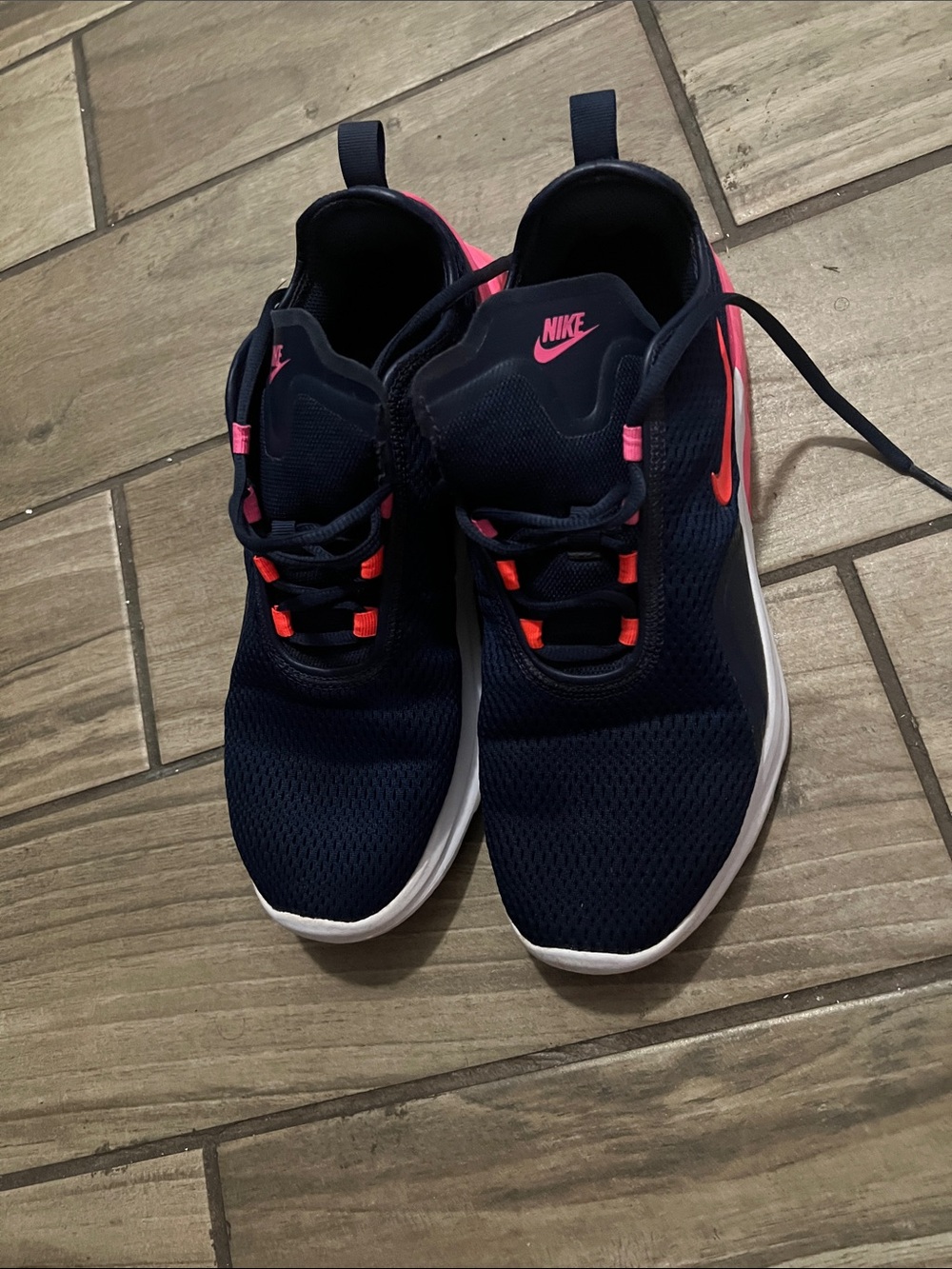 Nike Navy and Pink Women's Athletic Sneakers